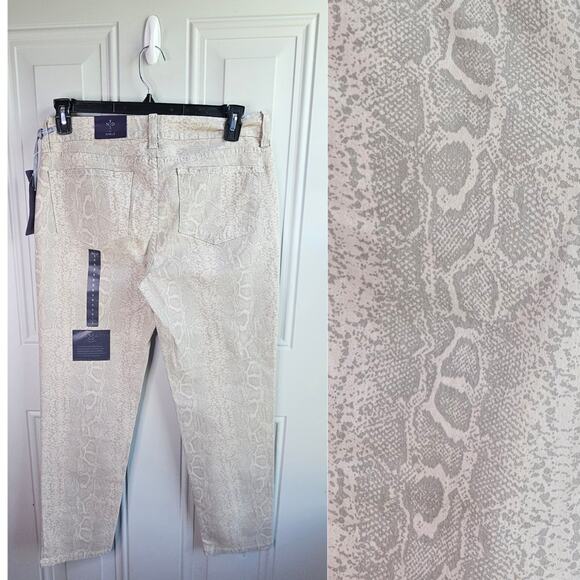 New NYDJ Ankle Original Slimming Fit Stone Snake Print Pant Jeans Size 8 $120 - Picture 1 of 14